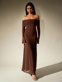 Eveline | Women's Off-Shoulder Figure-Hugging Maxi Dress