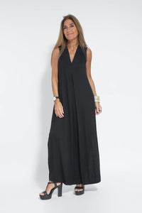 Michelle | Damen Ärmelloses Sommer Maxikleid mit tiefem V-Ausschnitt