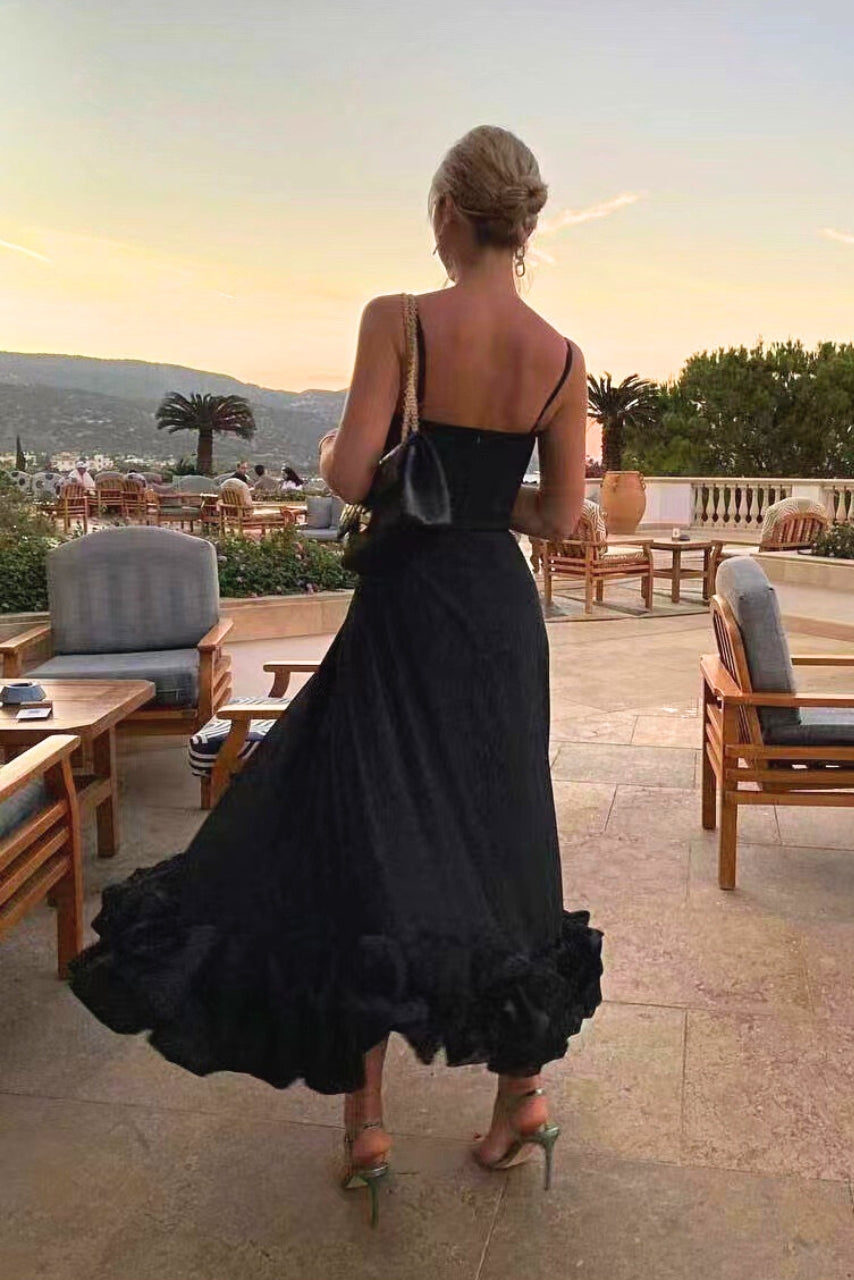 Helene | Damen Elegant Volant Hochzeitsgastkleid