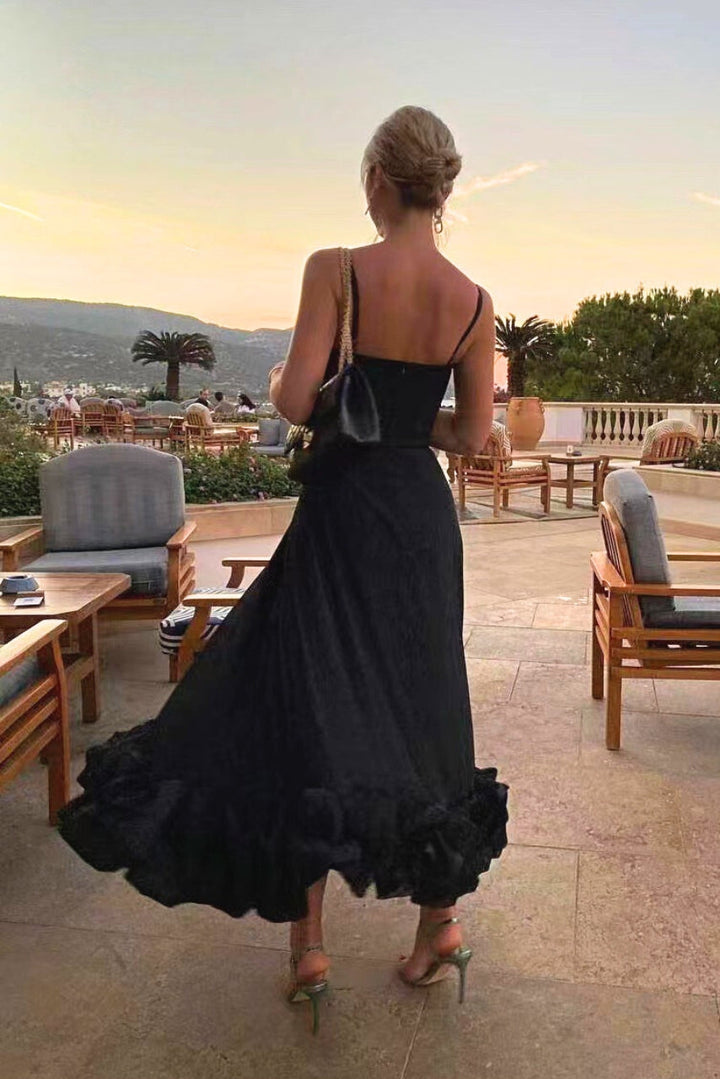 Helene | Damen Elegant Volant Hochzeitsgastkleid