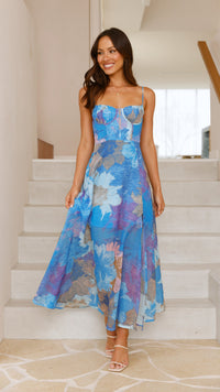Federica | Damen Elegantes Blumen Hochzeitsgastkleid