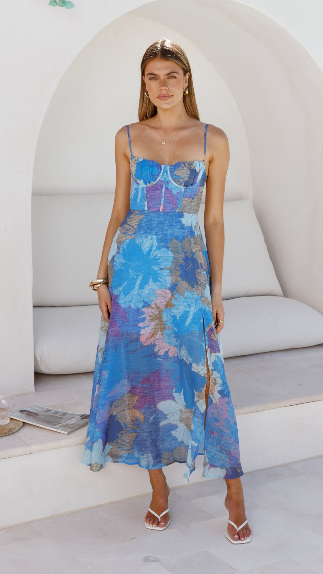 Federica | Damen Elegantes Blumen Hochzeitsgastkleid