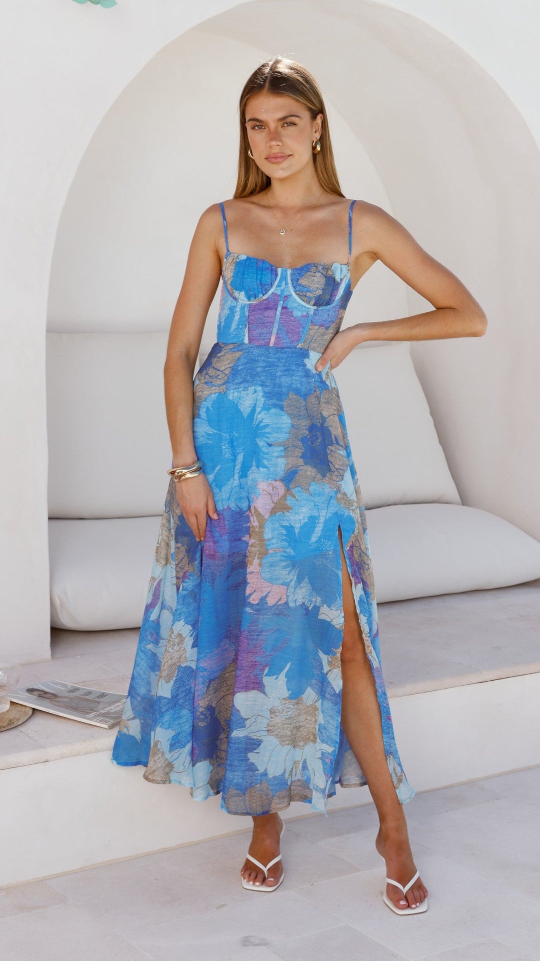 Federica | Damen Elegantes Blumen Hochzeitsgastkleid