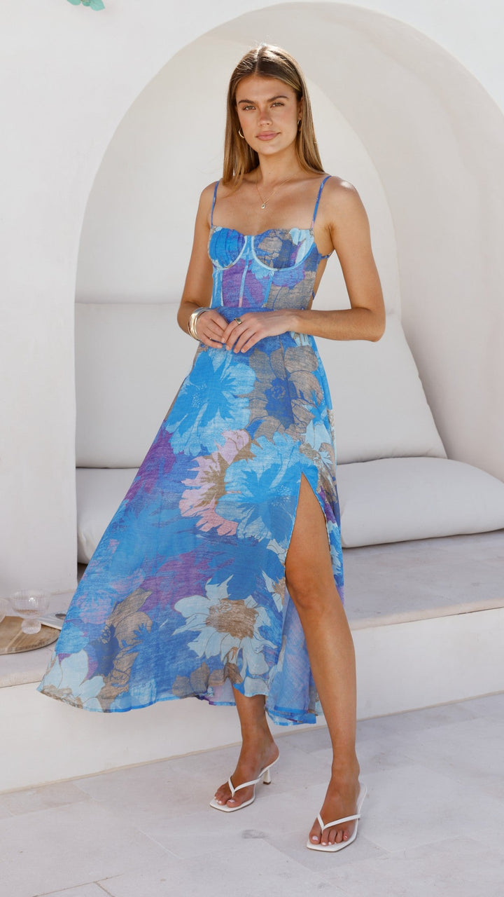 Federica | Damen Elegantes Blumen Hochzeitsgastkleid
