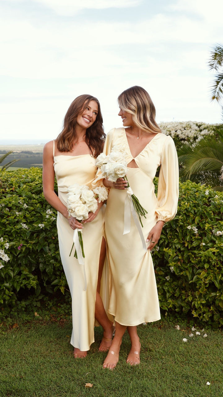 Elsa | Damen Elegantes Spaghettiträger Hochzeitsgastkleid