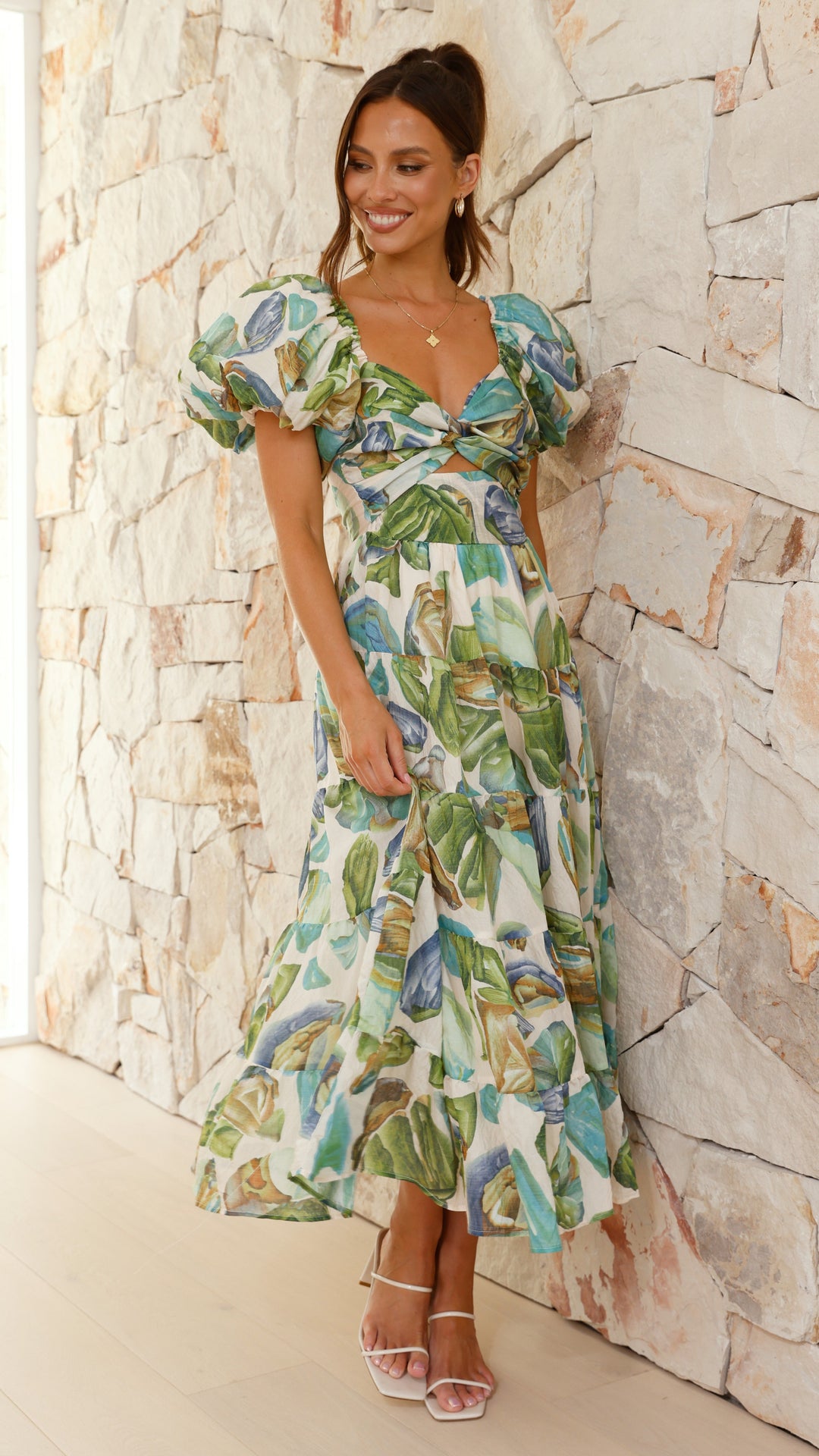Anabiya | Damen Sommer Bedrucktes Hochzeitsgastkleid