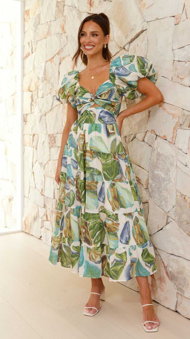 Anabiya | Damen Sommer Bedrucktes Hochzeitsgastkleid