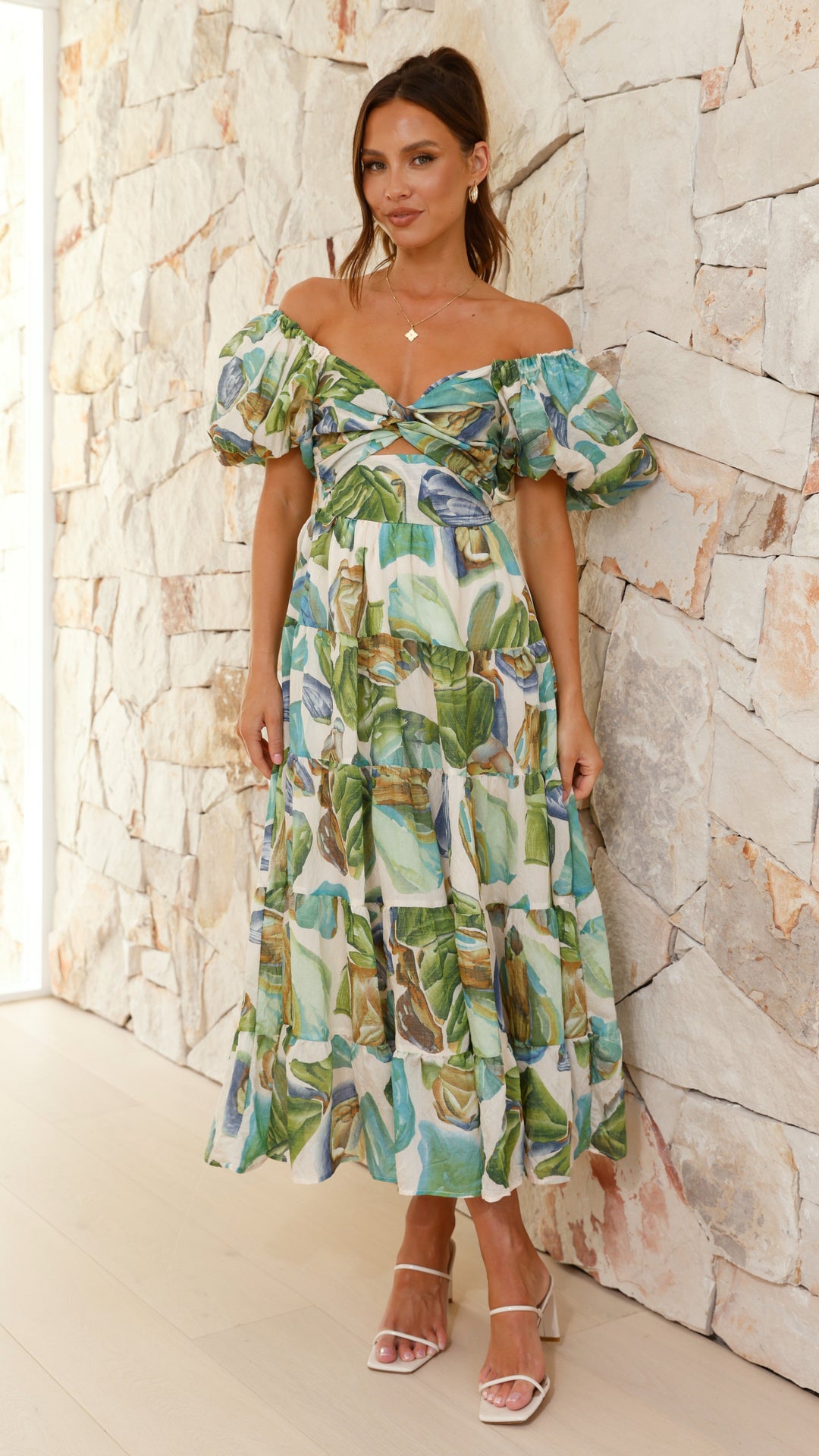 Anabiya | Damen Sommer Bedrucktes Hochzeitsgastkleid