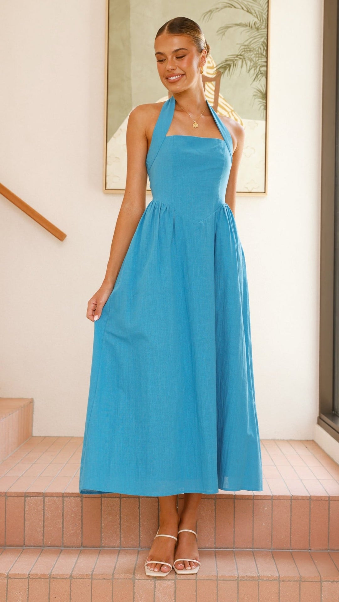 Editha | Elegante abito maxi da donna senza maniche a linea svasata