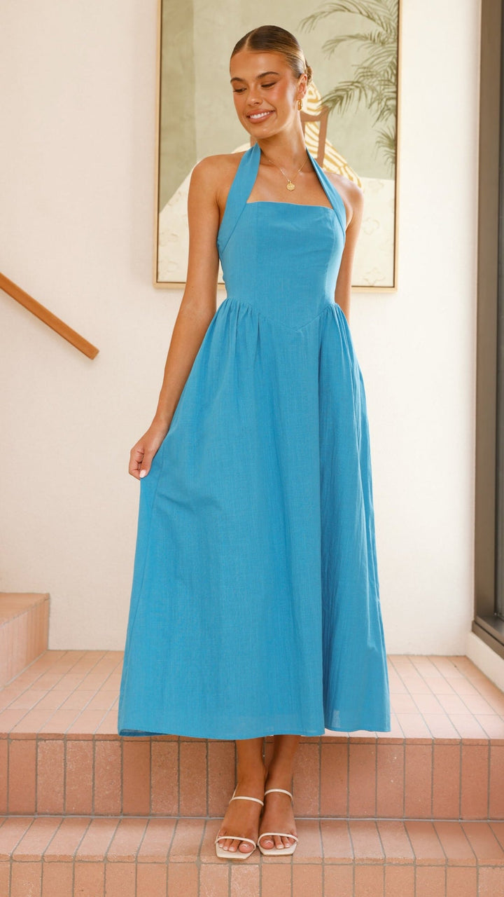 Editha | Elegante abito maxi da donna senza maniche a linea svasata