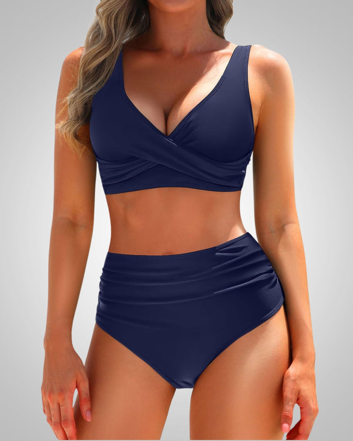 Maya | Damen Sommer Wickel-Oberteil Hohe Taille Bikini Set