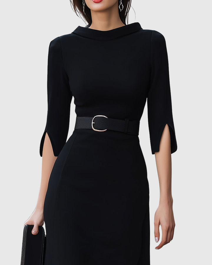 Victoria | Damen Elegant Asymmetrisches Midi Kleid
