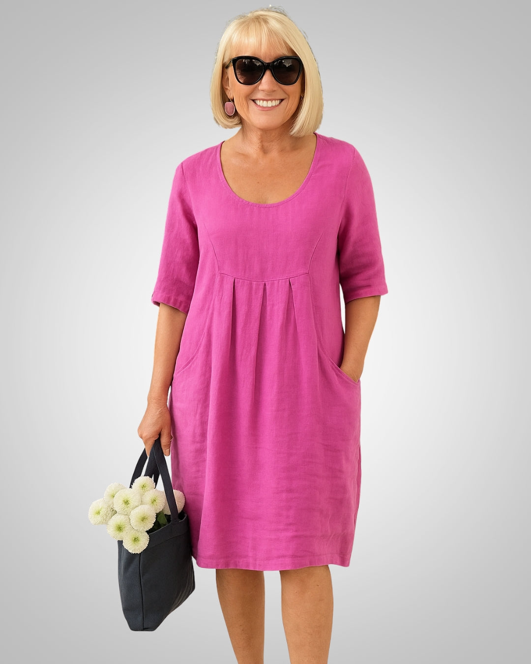 Naomi | Damen Kurzarm Sommerkleid mit Taschen