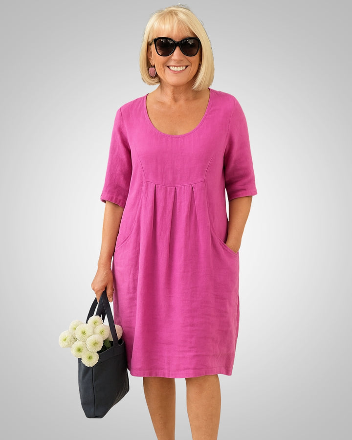 Naomi | Damen Kurzarm Sommerkleid mit Taschen