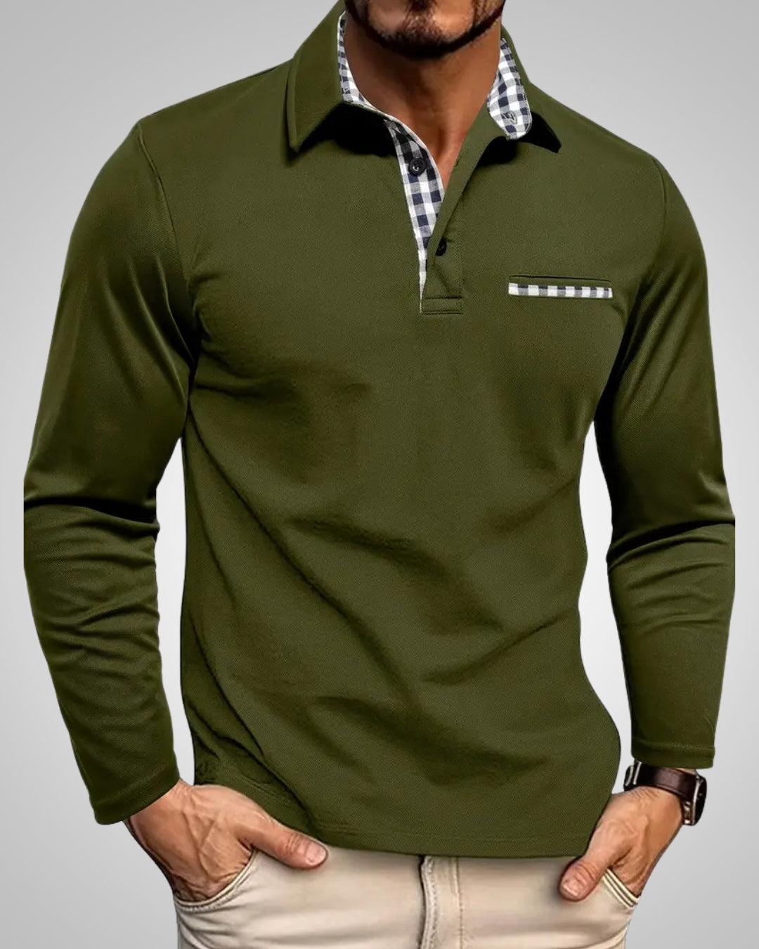 Asher | Herren Klassisches Langarm Poloshirt