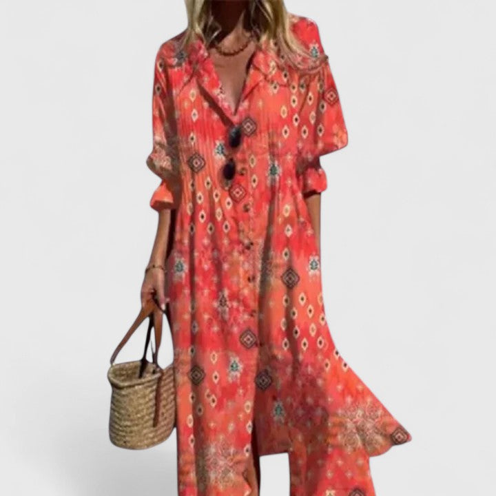 Mara | Damen Bedrucktes Boho Sommerkleid mit lebendigen Farben