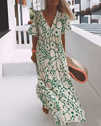 Leticia | Robe d'été imprimée à col en V pour femmes