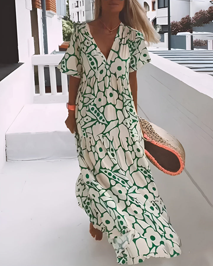 Leticia | Damen Bedrucktes V-Ausschnitt Sommerkleid