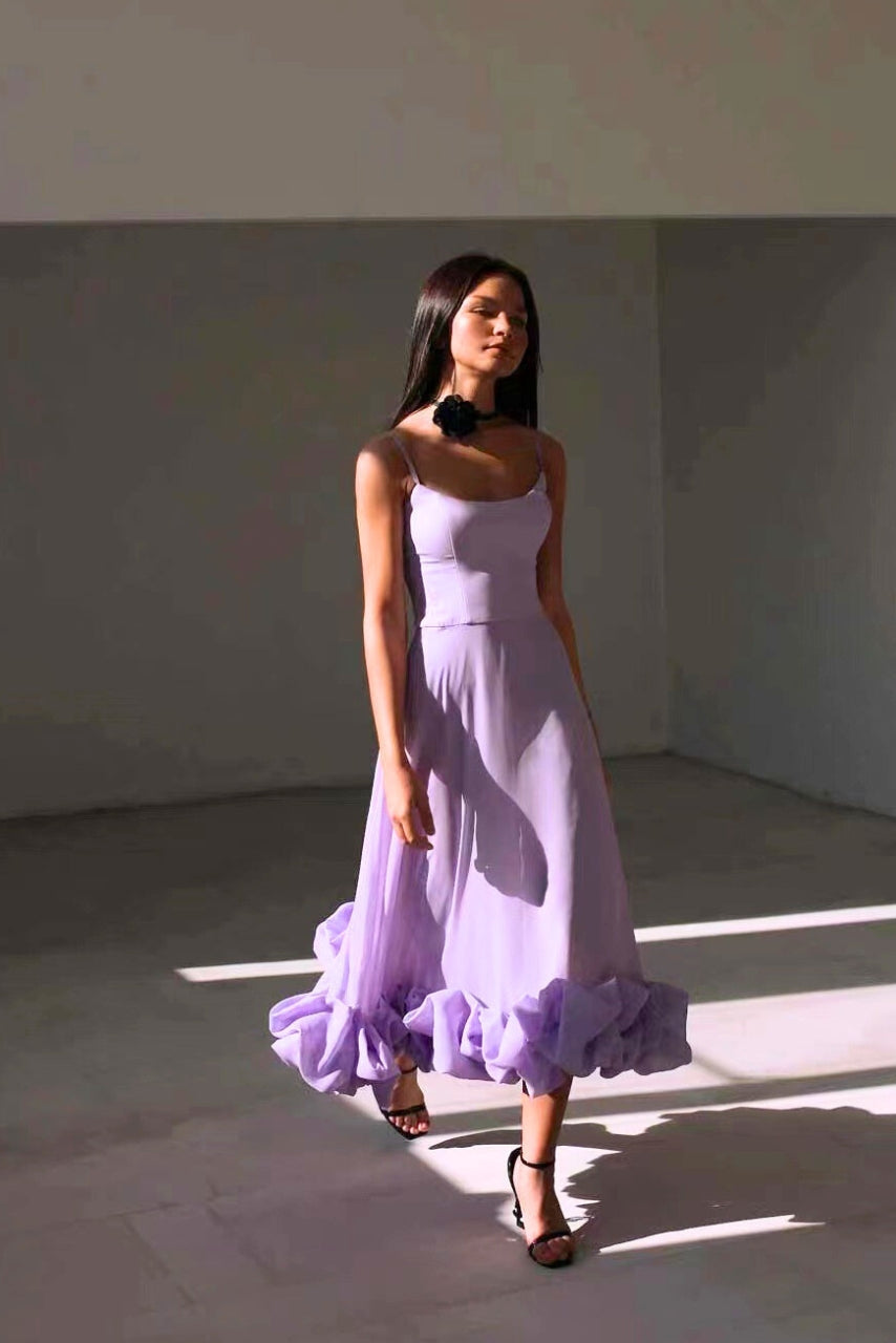 Helene | Damen Elegant Volant Hochzeitsgastkleid