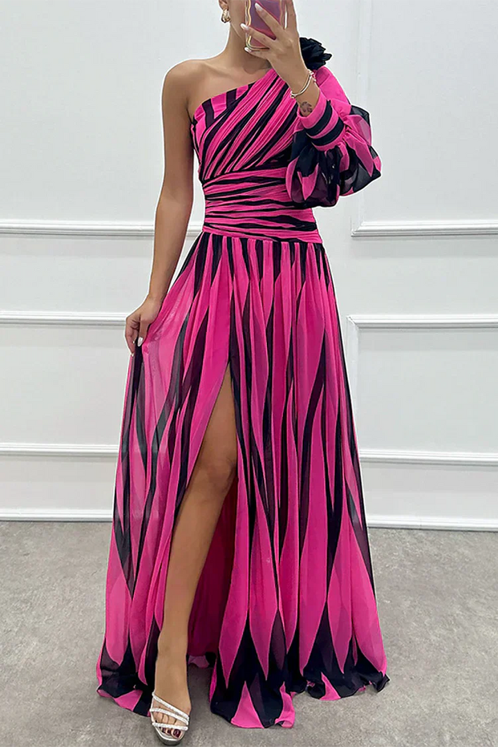Frederike | Damen Elegante One-Shoulder Hochzeitsgastkleid