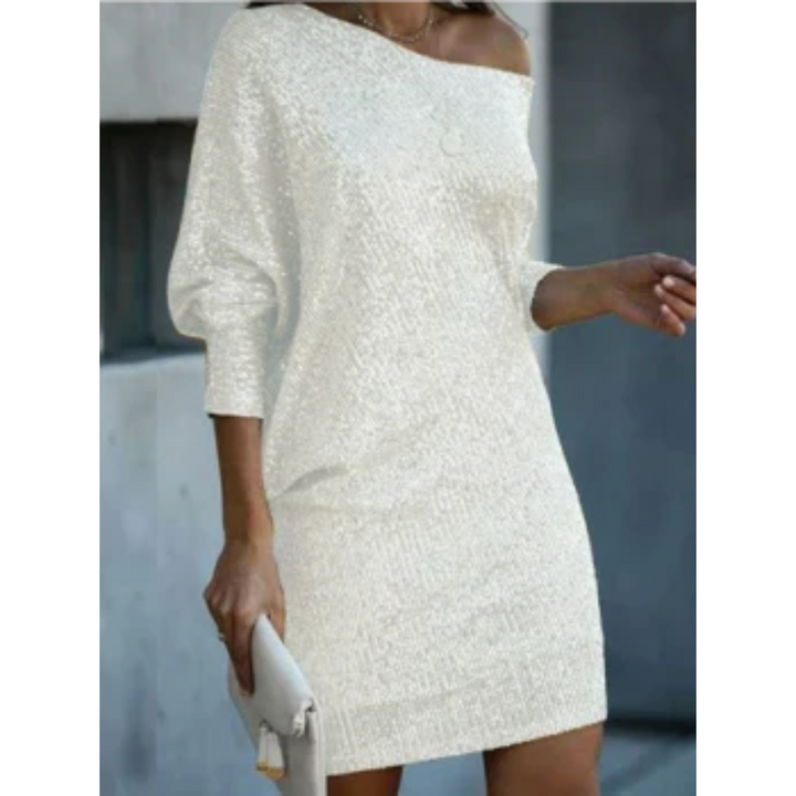 Sonie | Damen Abend Asymmetrical Shoulder Midikleid