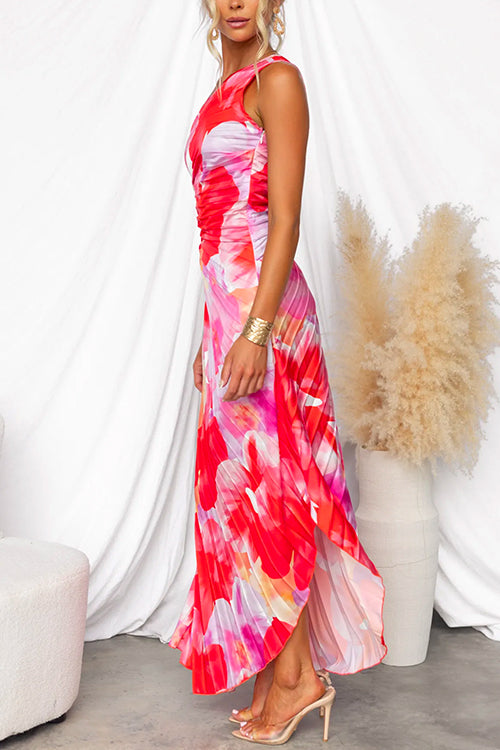 Beatrice | Damen Plissiertes One Shoulder Sommerkleid