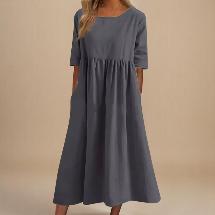 Amara | Damen Lässig Relaxed Fit Sommer Midikleid