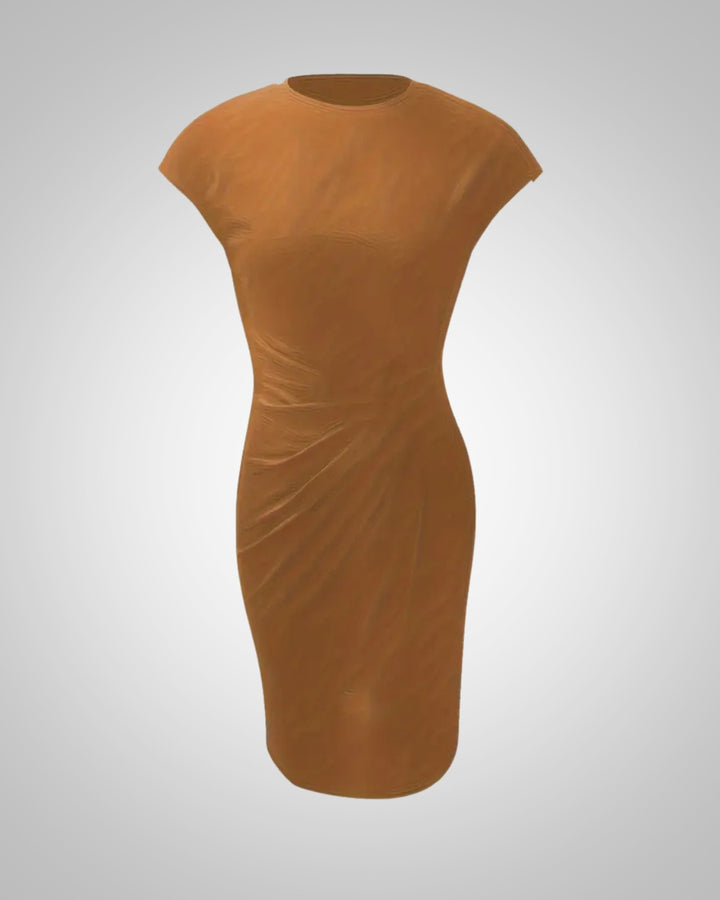 Isla | Damen Elegant Rundhalsausschnitt Bodycon Midi Kleid