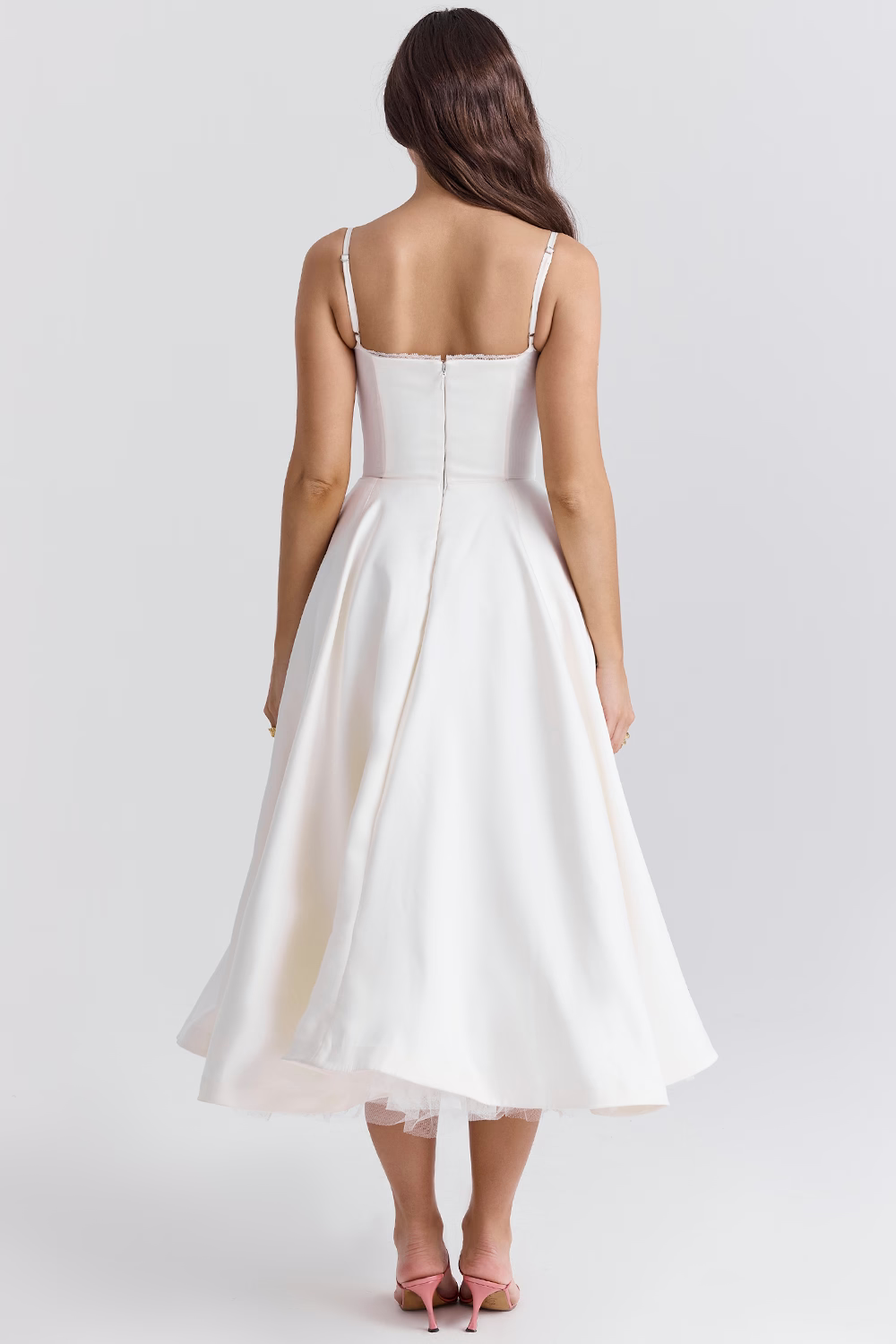 Verena | Damen Sommer Spaghettiträger Hochzeitsgast Midikleid
