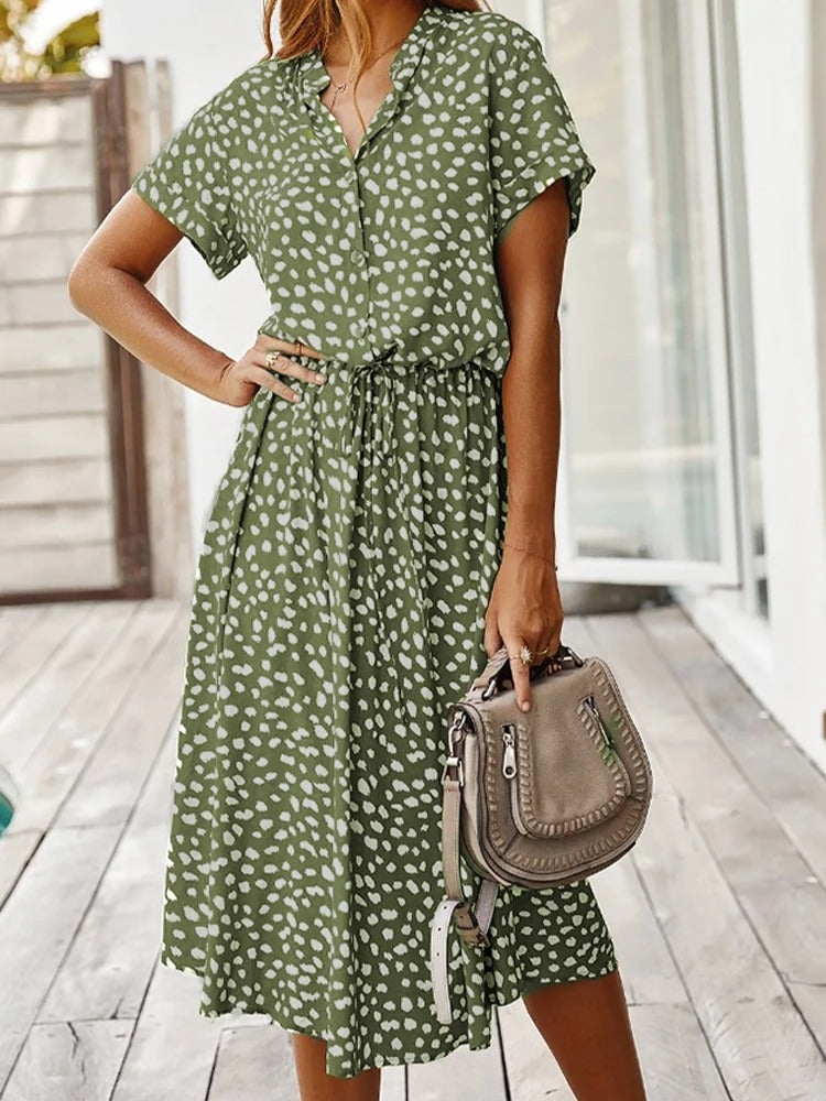 Felicitas | Damen Lässiges Bedrucktes Hemdkleid