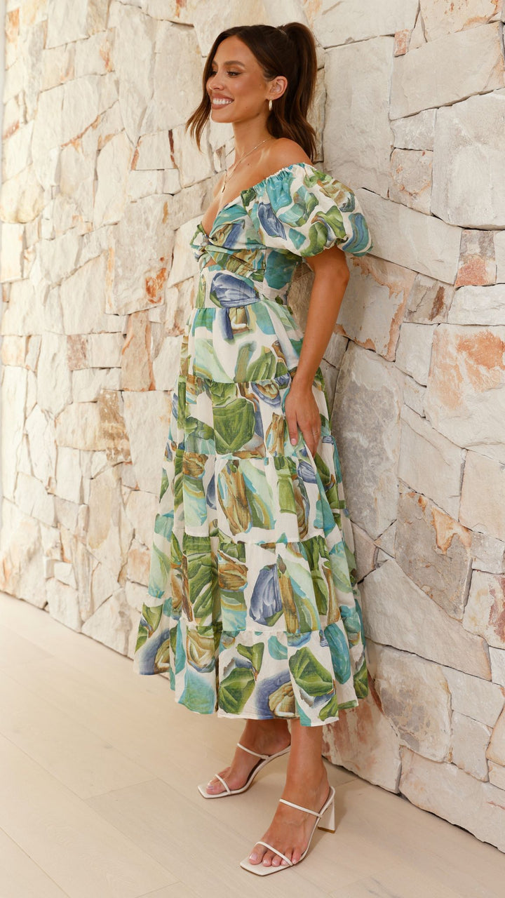 Anabiya | Damen Sommer Bedrucktes Hochzeitsgastkleid