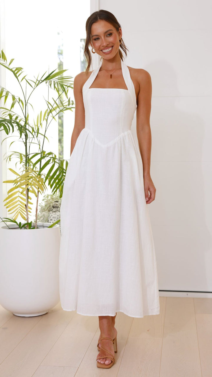 Editha | Elegante abito maxi da donna senza maniche a linea svasata