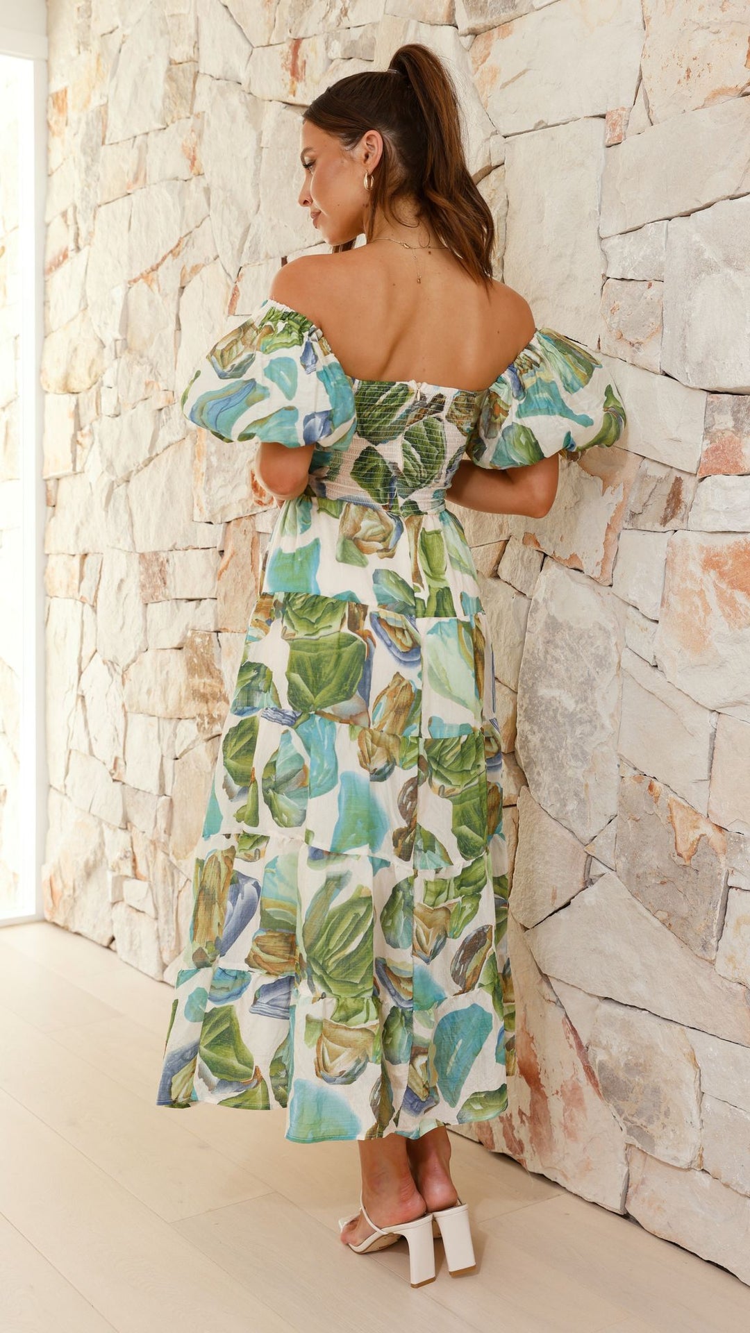 Anabiya | Damen Sommer Bedrucktes Hochzeitsgastkleid