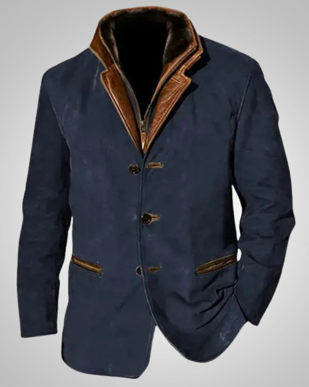 Mathieu | Herren Klassische Zugeknöpft Lederjacke