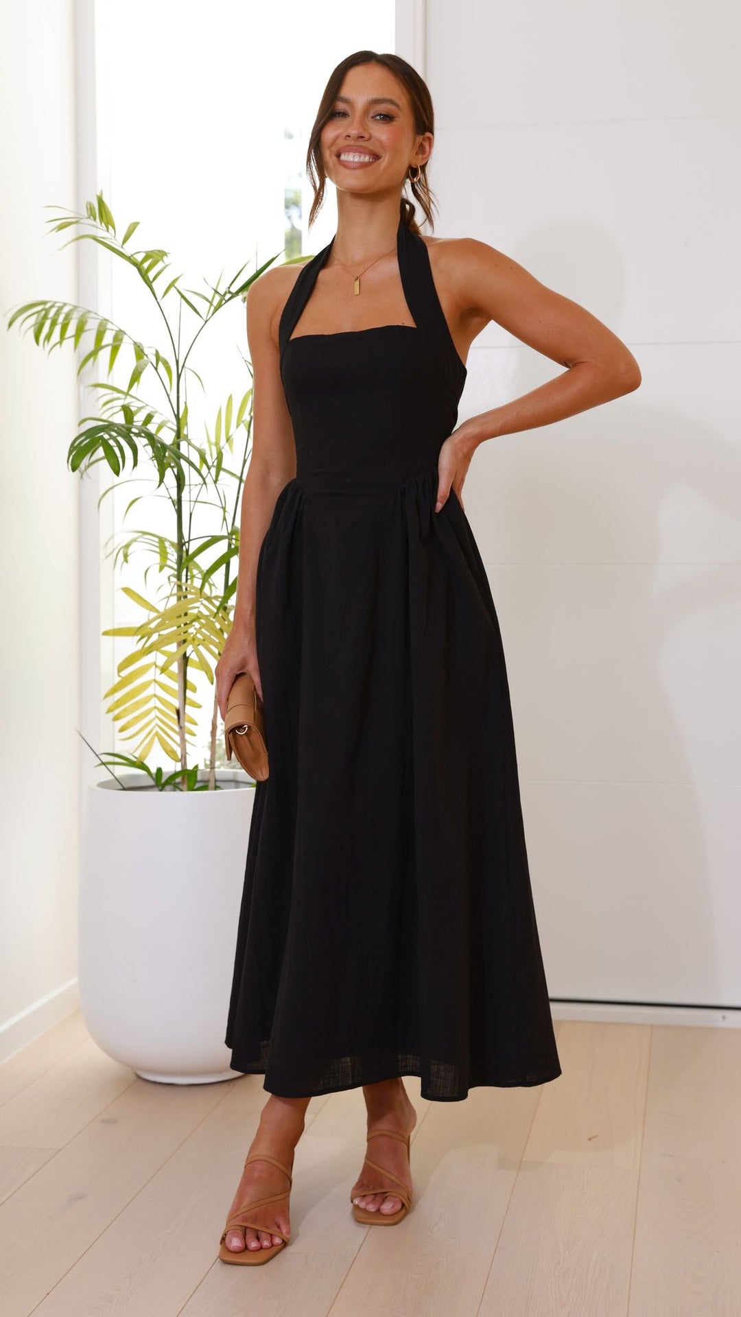 Editha | Elegante abito maxi da donna senza maniche a linea svasata