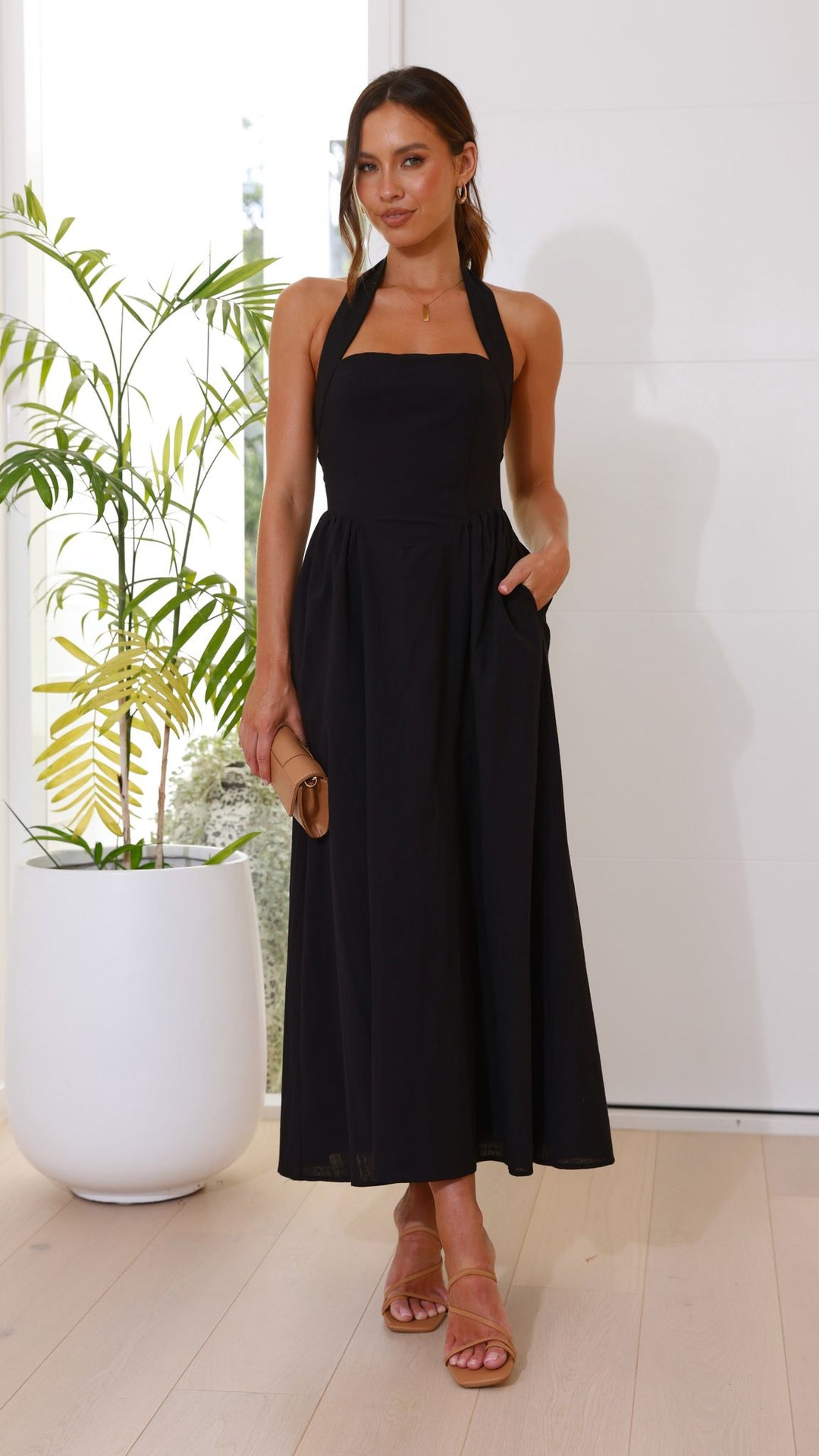Editha | Elegante abito maxi da donna senza maniche a linea svasata