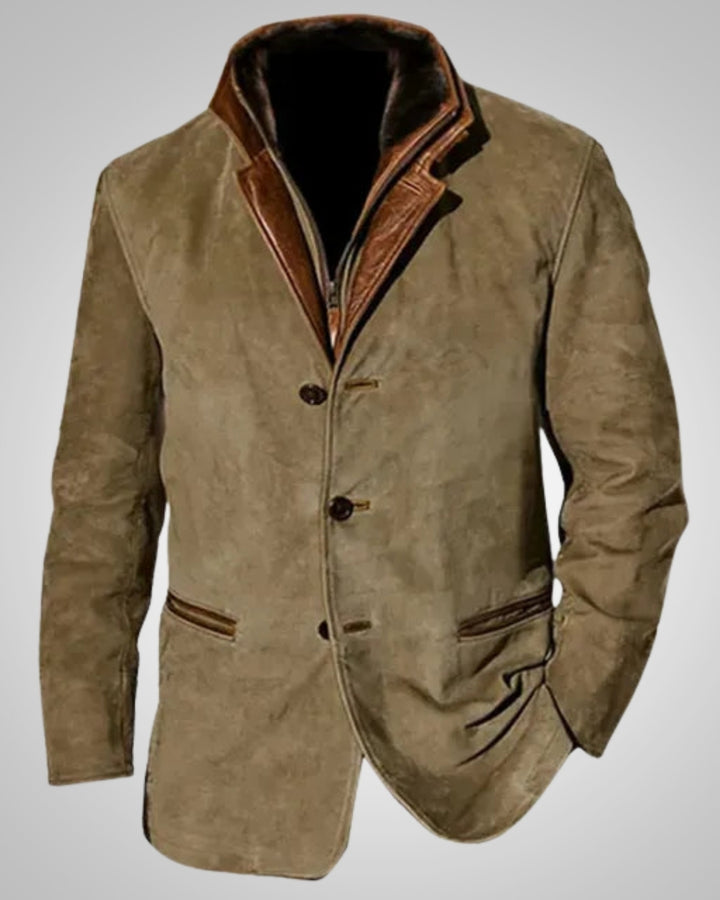 Mathieu | Herren Klassische Zugeknöpft Lederjacke