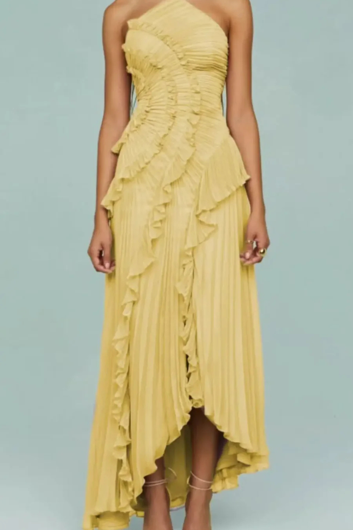 Quinn | Damen Rückenfreies Neckholder Hochzeitsgäst Maxikleid