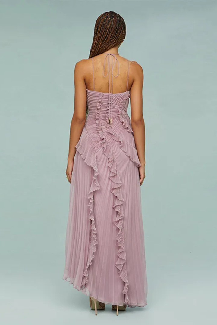 Quinn | Damen Rückenfreies Neckholder Hochzeitsgäst Maxikleid