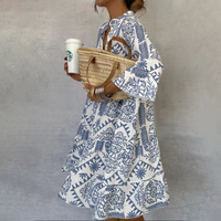 Lena | Robe courte bohème légère, imprimée et à manches longues