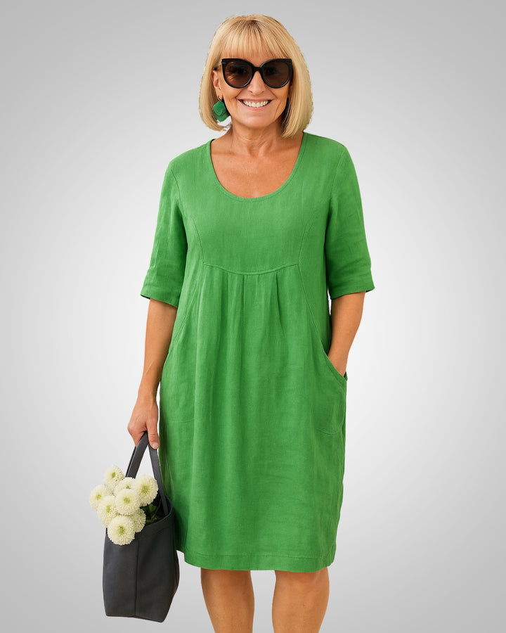 Naomi | Damen Kurzarm Sommerkleid mit Taschen