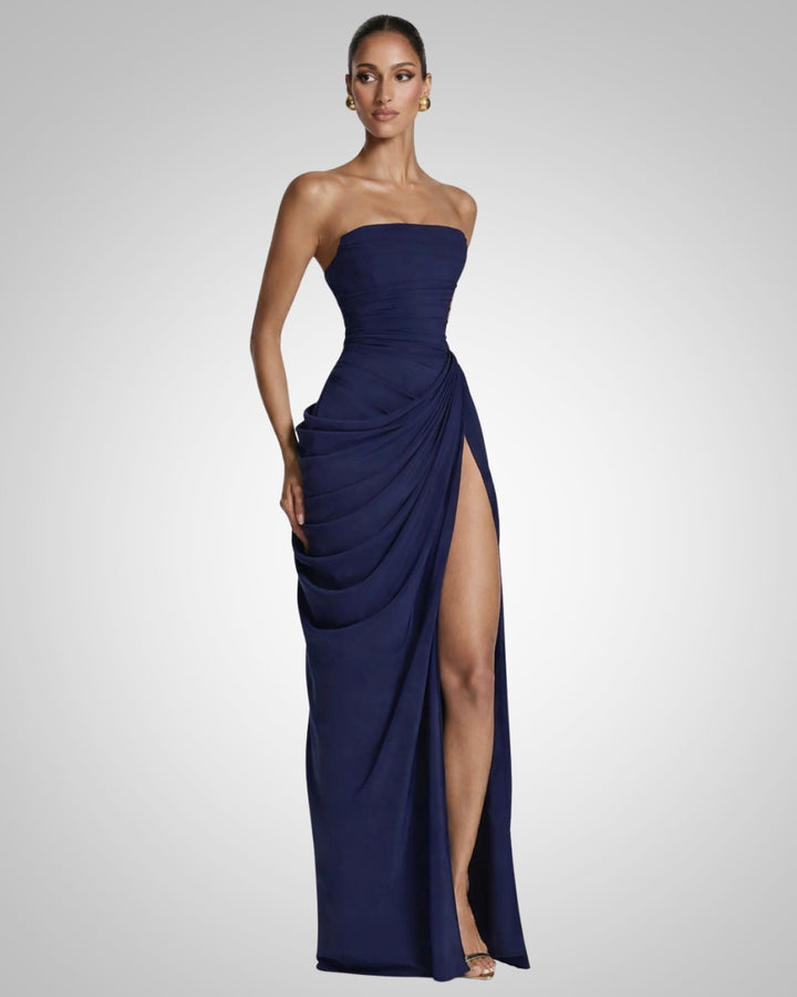 Ruby | Damen Elegantes Trägerloses Hochzeitsgäst Maxikleid