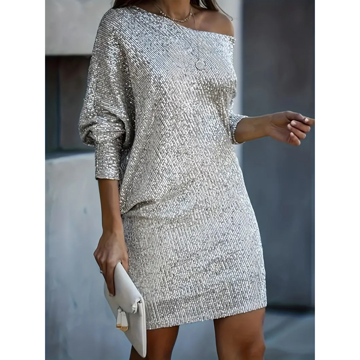 Sonie | Damen Abend Asymmetrical Shoulder Midikleid