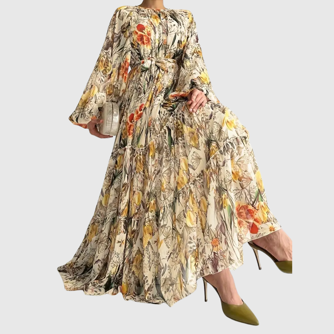 Serena | Florales Maxikleid mit Stufenrock
