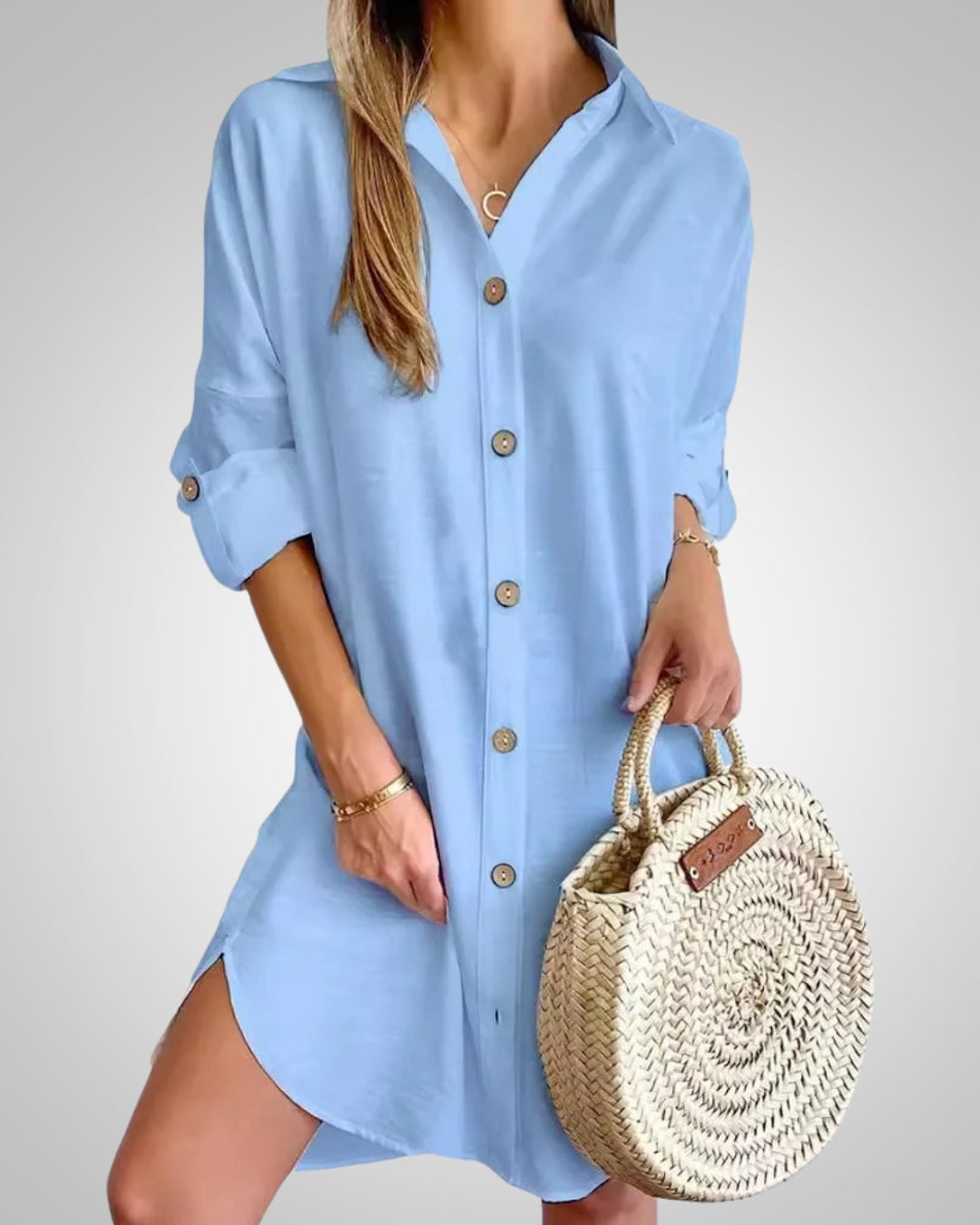 Nele | Damen Sommer Knopf Hemdkleid