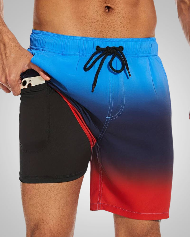 Hanery | Herren Sportliche Slim-Fit Badehose Mit Innenshorts