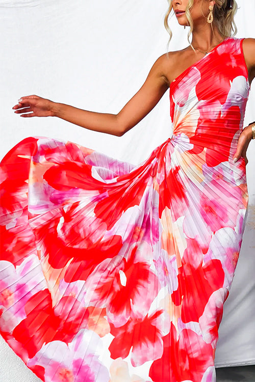 Beatrice | Damen Plissiertes One Shoulder Sommerkleid
