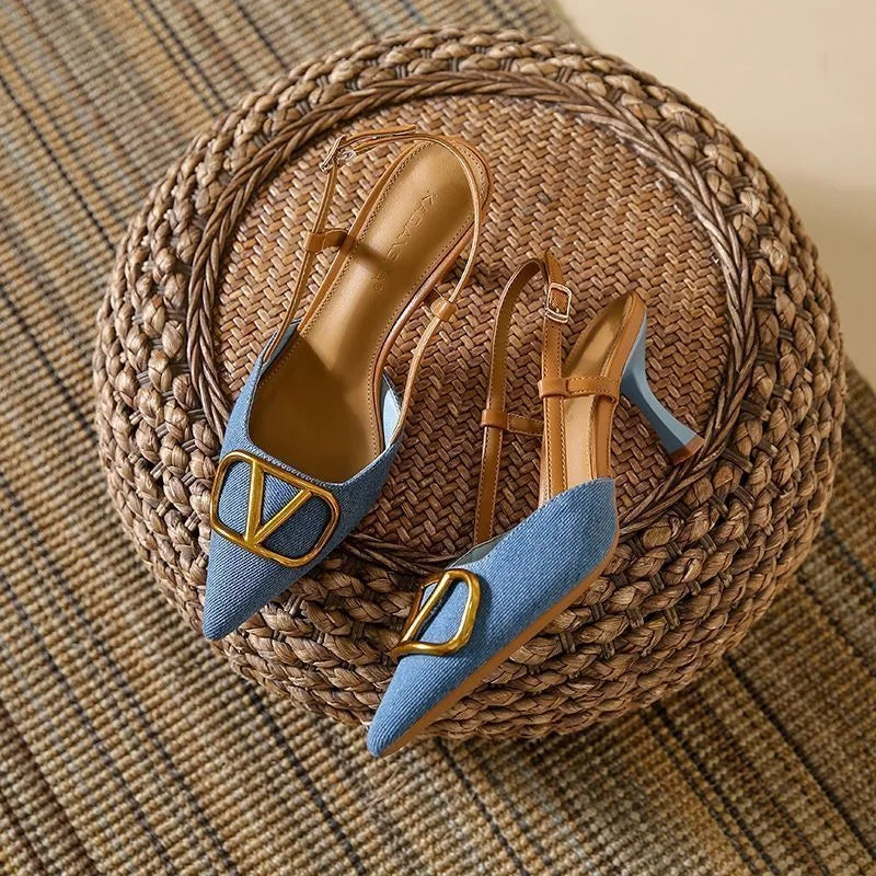 Heliodor | Damen Pumps mit Slingback und Stilettoabsatz für festliche Abende