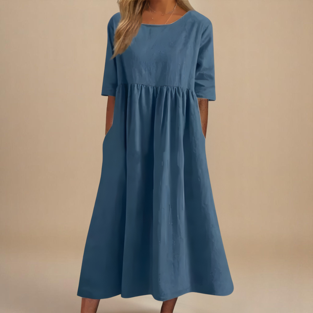 Anja | Damen Rundhals Relaxed Fit Sommerkleid