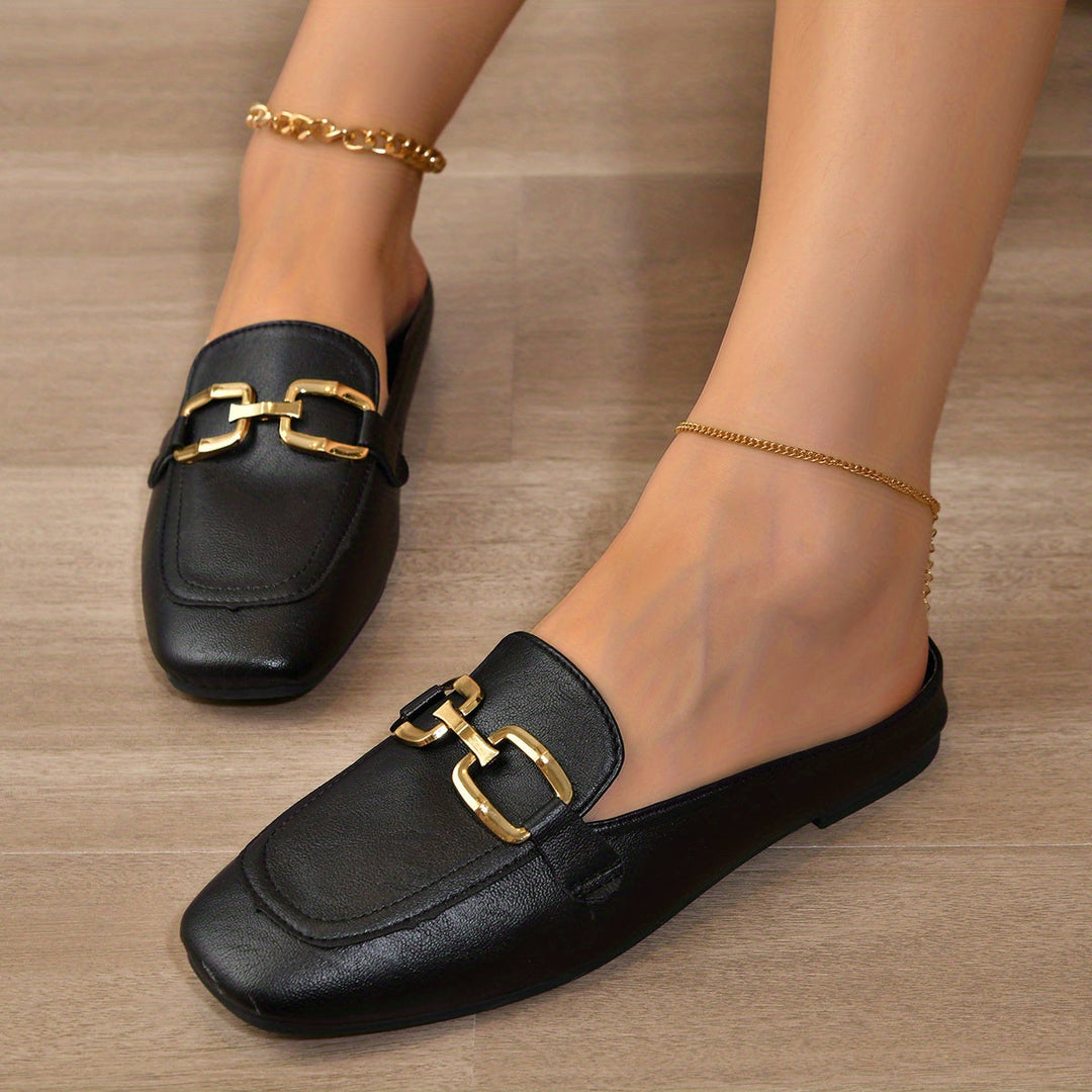 Leonora | Damen Lässige Eckige Slip-on Pantoletten